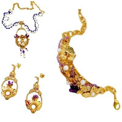 Jewelry set: necklace, bracelet and earrings