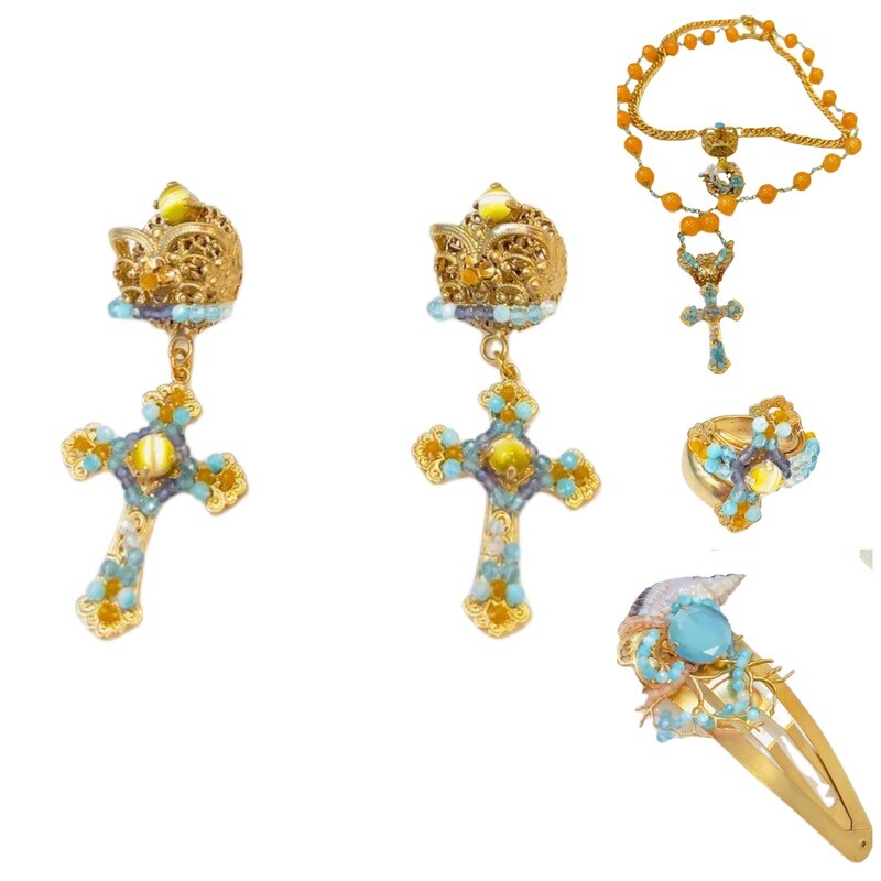 Jewelry set:  necklace, earrings, ring and hairpin