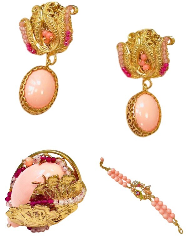 Jewelry set: bracelet, earrings and ring