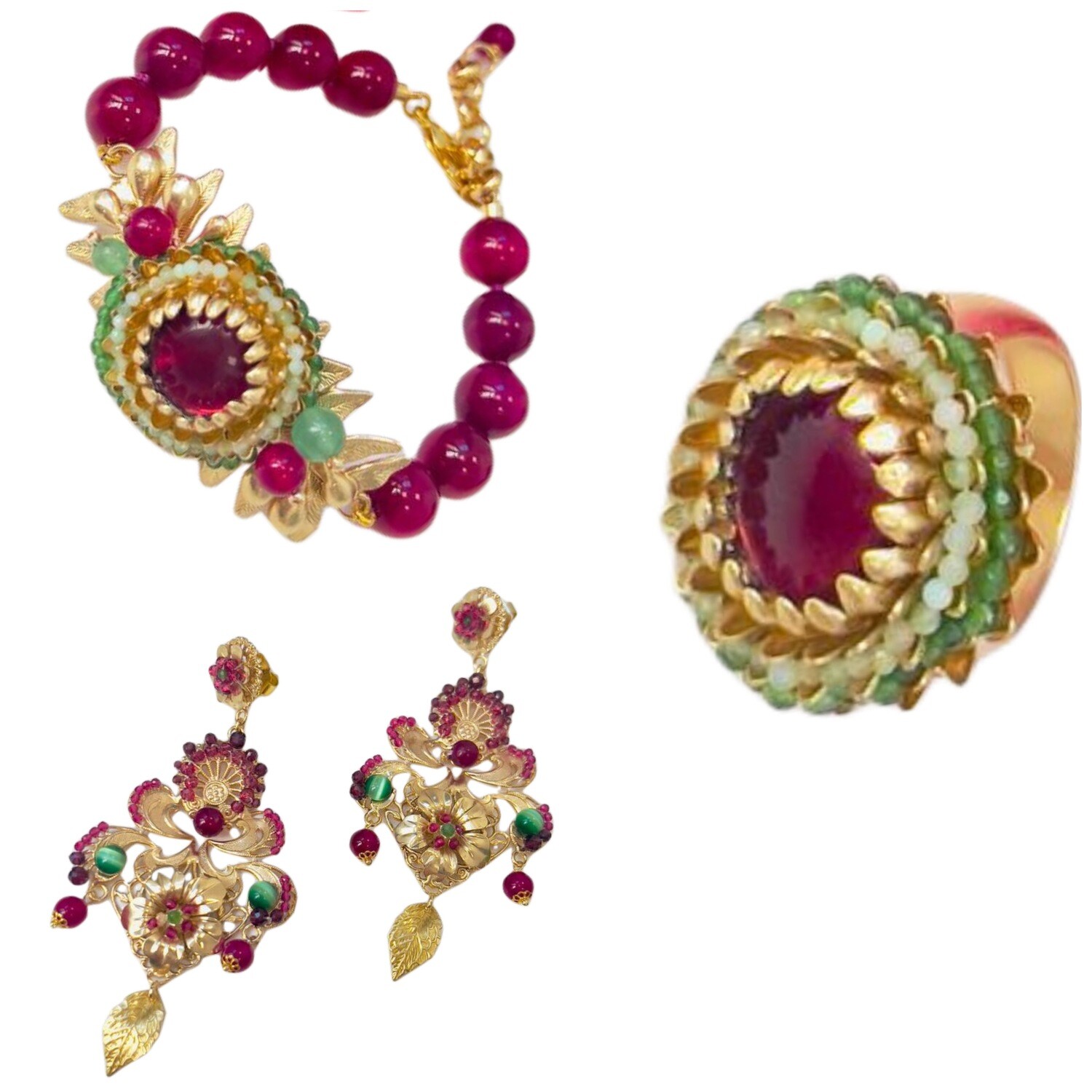 Jewelry set:   bracelet, earrings and ring