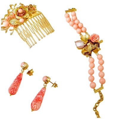 Jewelry set:  comb, bracelet and earrings