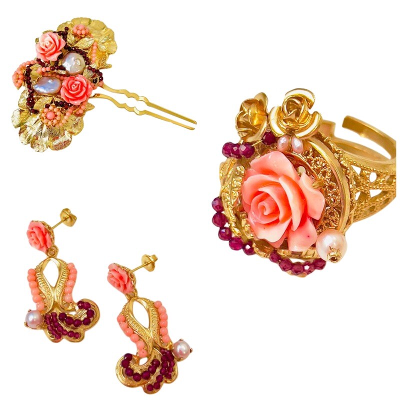 Jewelry set:  forcina, earrings and ring
