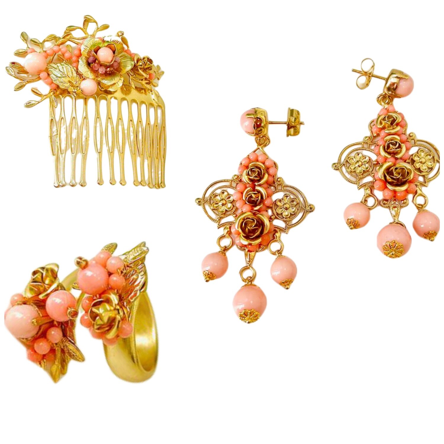 Jewelry set:  hair comb and earrings