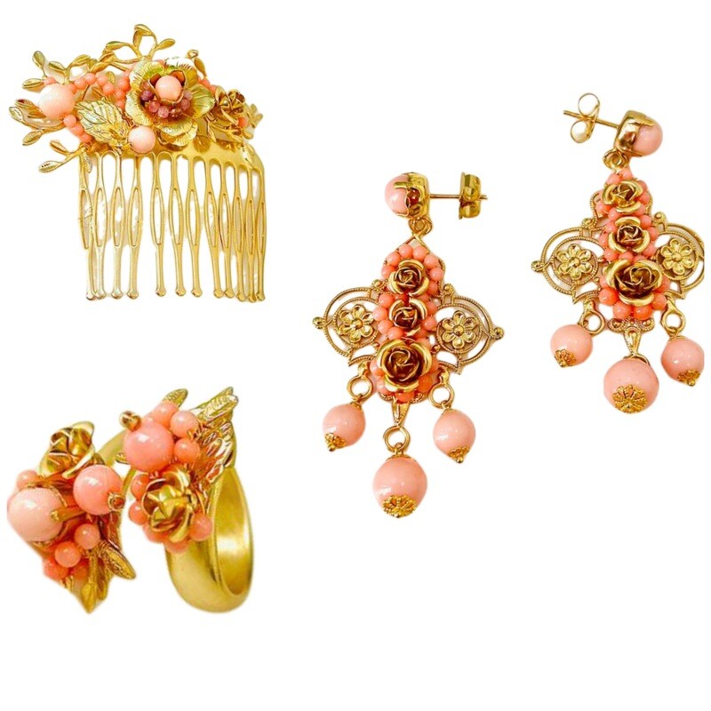 Jewelry set:  hair comb and earrings