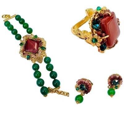Jewelry set:   bracelet, earrings and ring