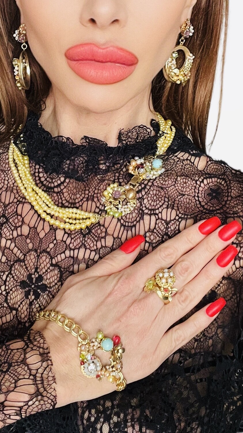 Jewelry set:  necklace, bracelet, earrings,  and ring