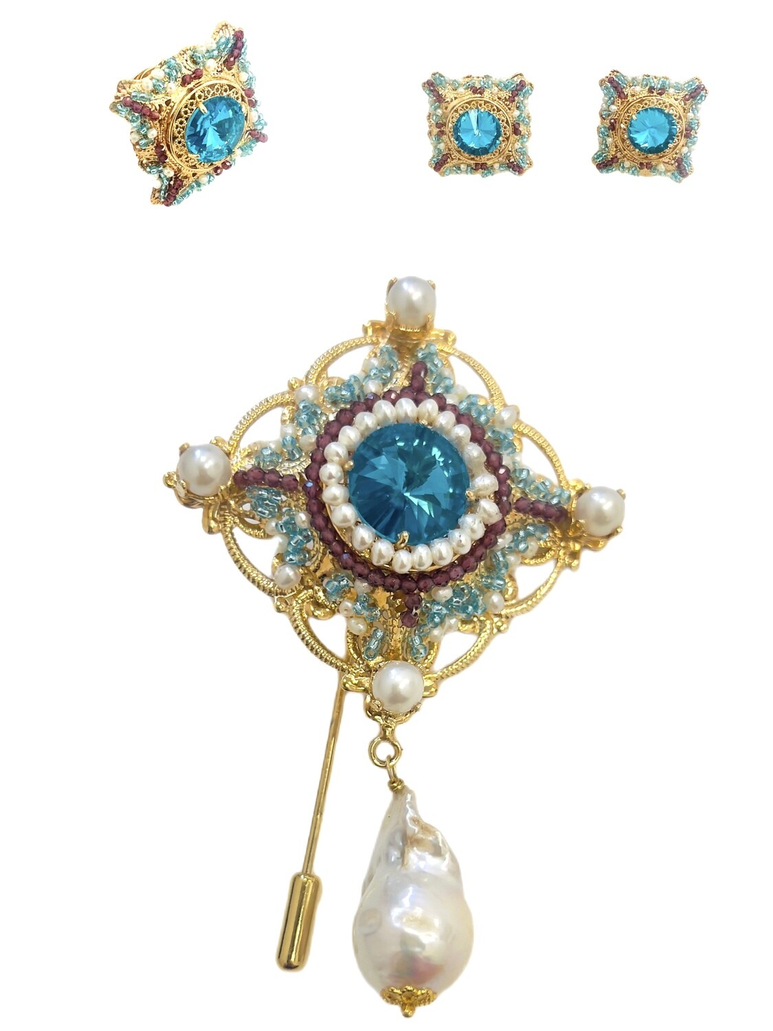 Men’s Jewelry set: brooch, ring and cufflinks