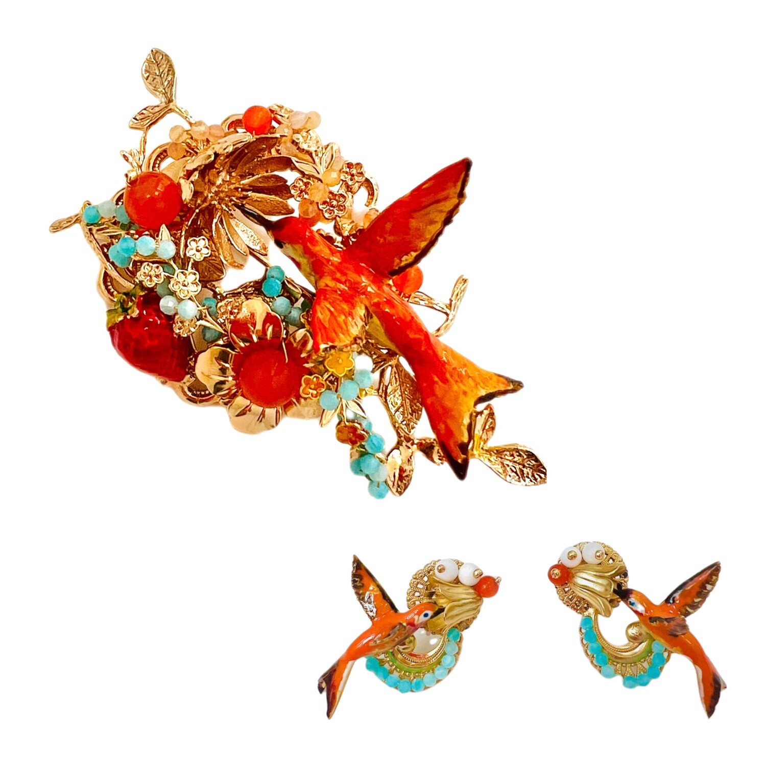 Jewelry set: Brooch and  earrings