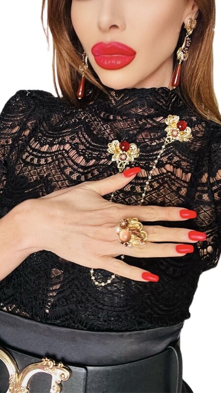 Jewelry set: chatelaine​, earrings and ring