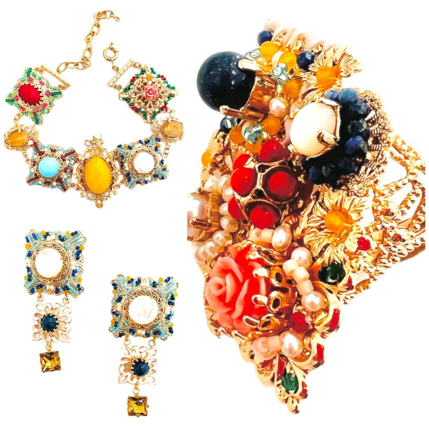 Jewelry set: choker , ring  and earrings