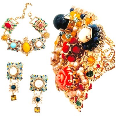 Jewelry set: choker , ring  and earrings