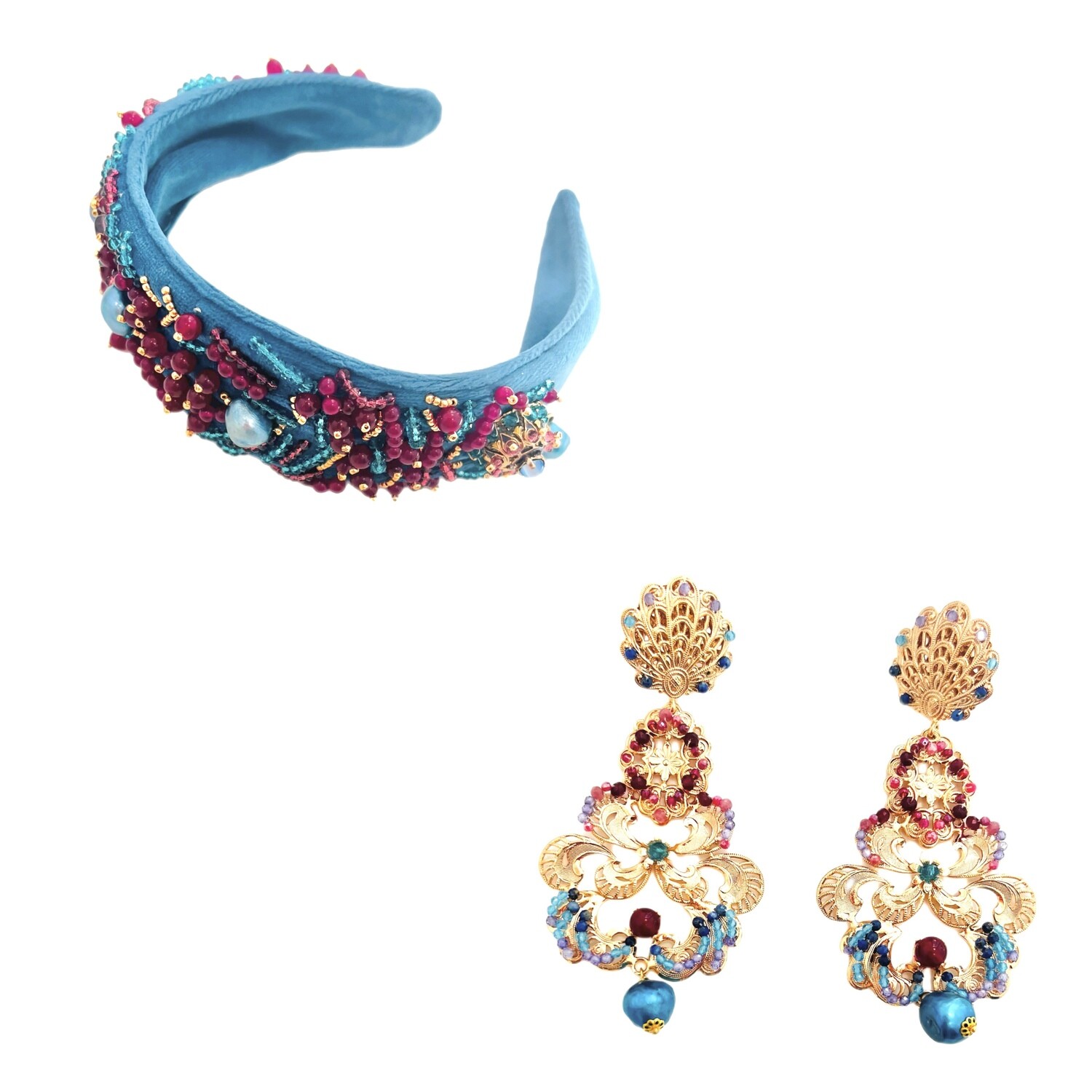 Jewelry set: headband and earrings
