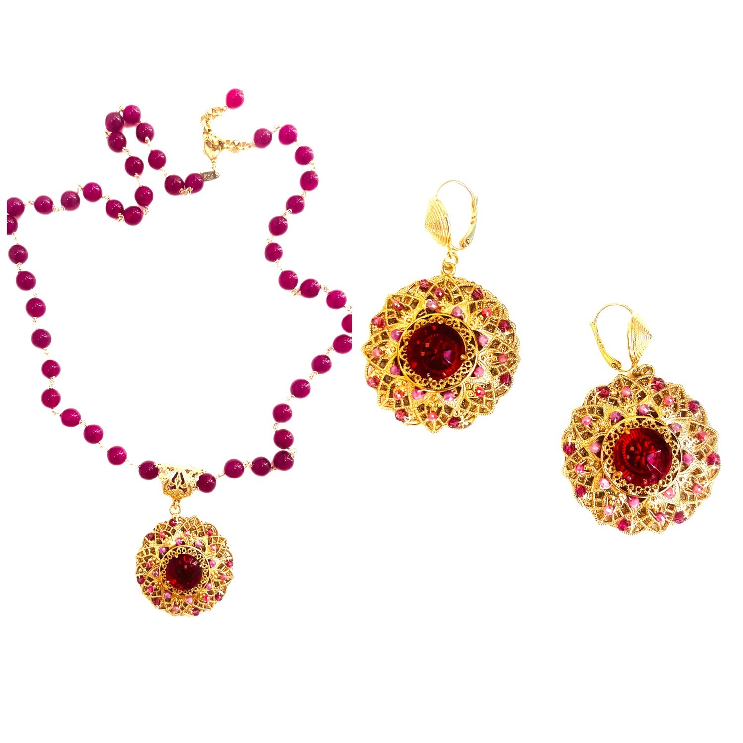 Jewelry set:  necklace, bracelet, earrings and ring