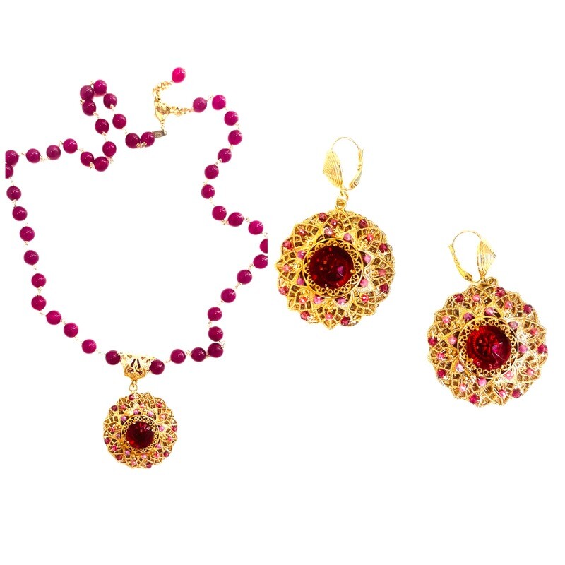 Jewelry set:  necklace, bracelet, earrings and ring