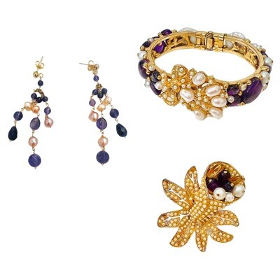 Jewelry set:   bracelet , earrings and ring