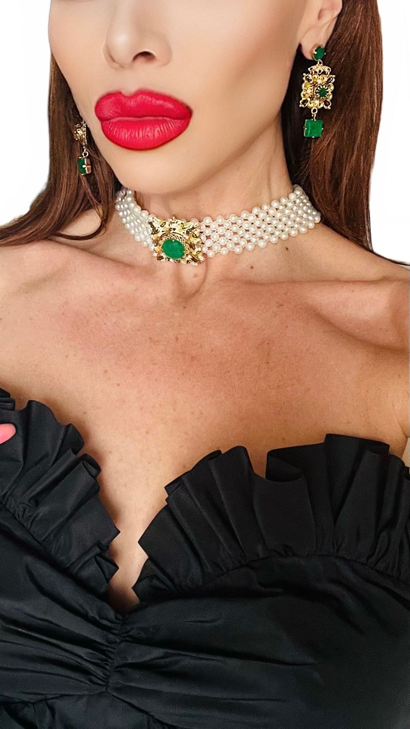 Jewelry set : choker and earrings