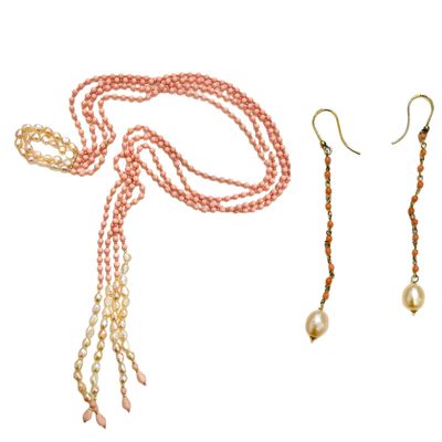Jewelry set: necklace lariat and earrings