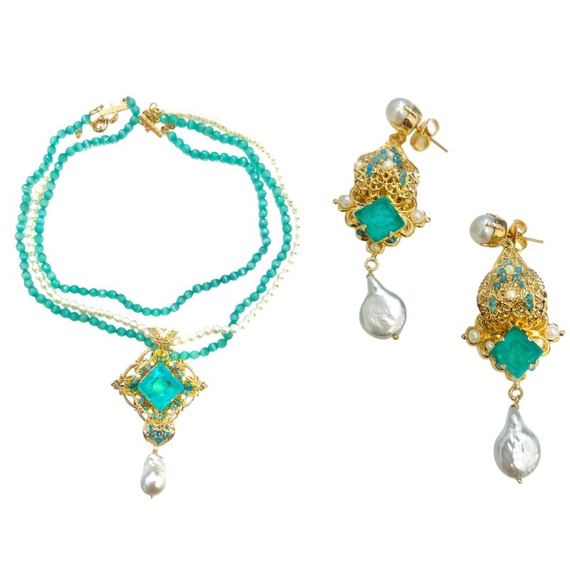 Jewelry set: necklace and earrings