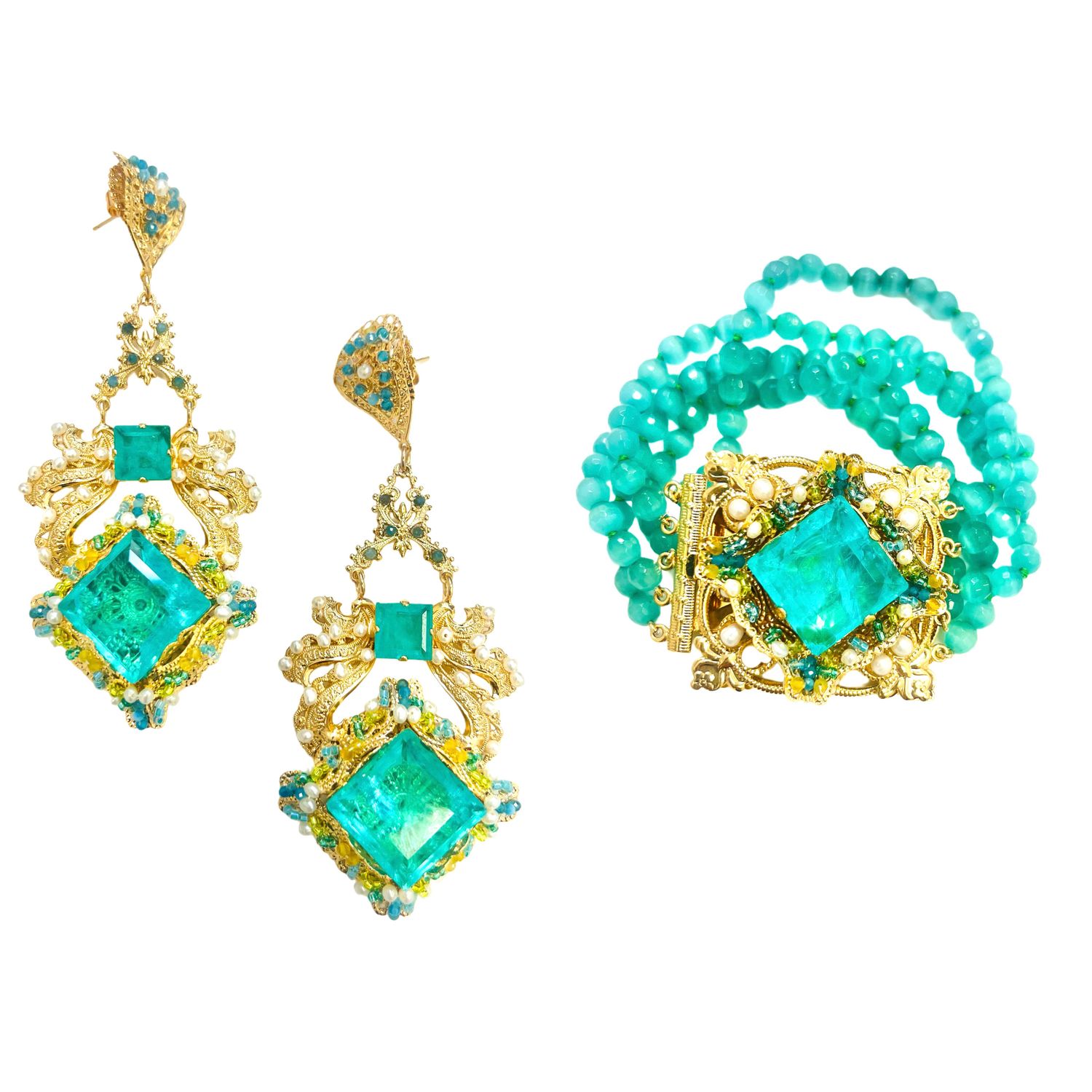 Jewelry set: bracelet and earrings