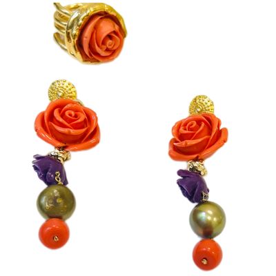 Jewelry set: earrings and ring Jewelry set: earrings and ring