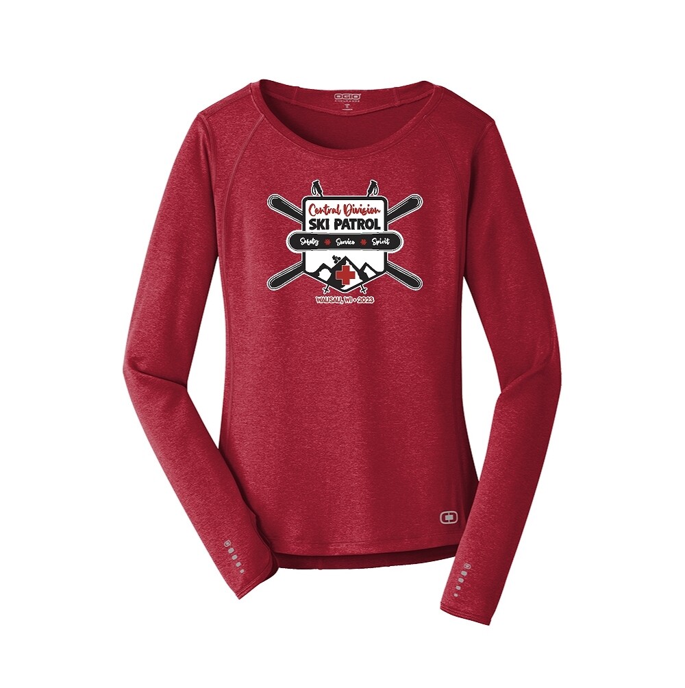 OGIO® Ladies Long Sleeve Pulse Crew - RED CDSP