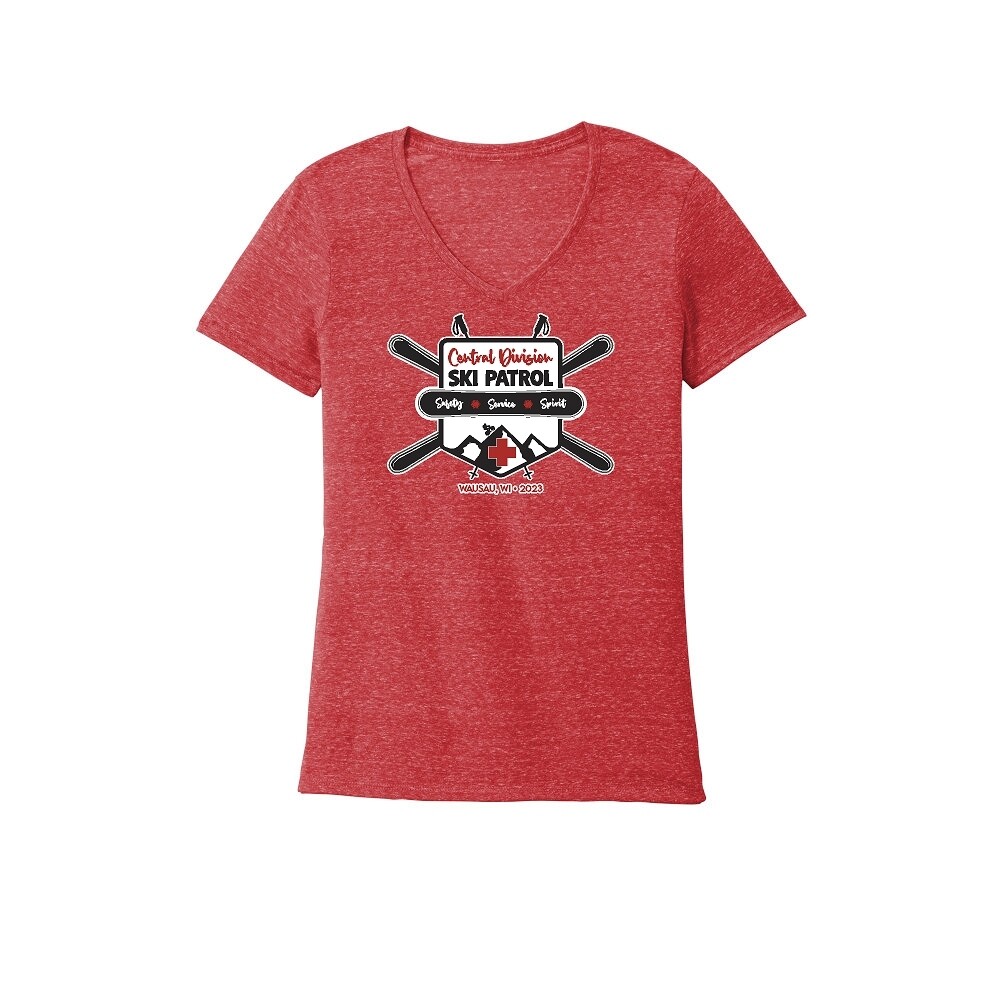 Jerzees ® Ladies Snow Heather Jersey V-Neck T-Shirt - RED CDSP