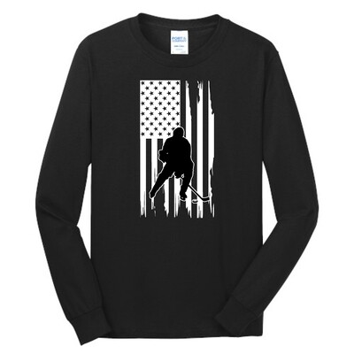 ADULT ATHLETIC BLACK CORE BLEND UNISEX LONG SLEEVE T-SHIRT - LHS HOCKEY