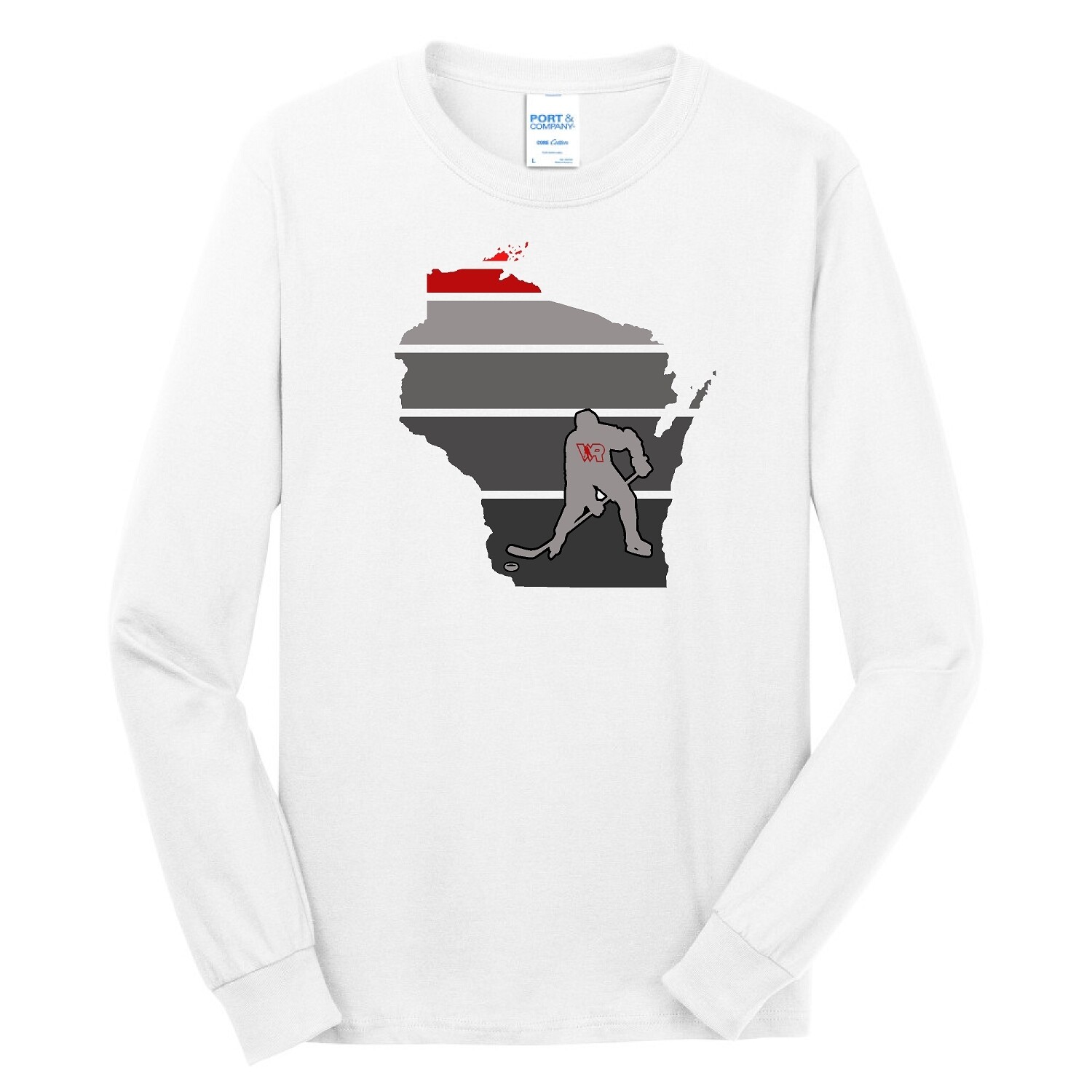 YOUTH WHITE COTTON UNISEX LONG SLEEVE T-SHIRT - LHS HOCKEY