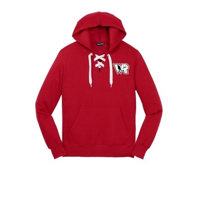 ADULT RED LACE-UP  HOODIE - LHS HOCKEY
