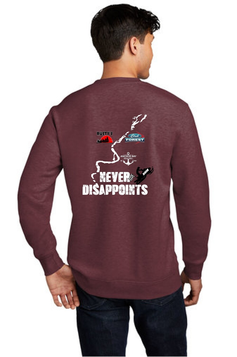 Never Disappoints District® V.I.T.™ Fleece Crew  - Heathered Cardinal - Biron 500