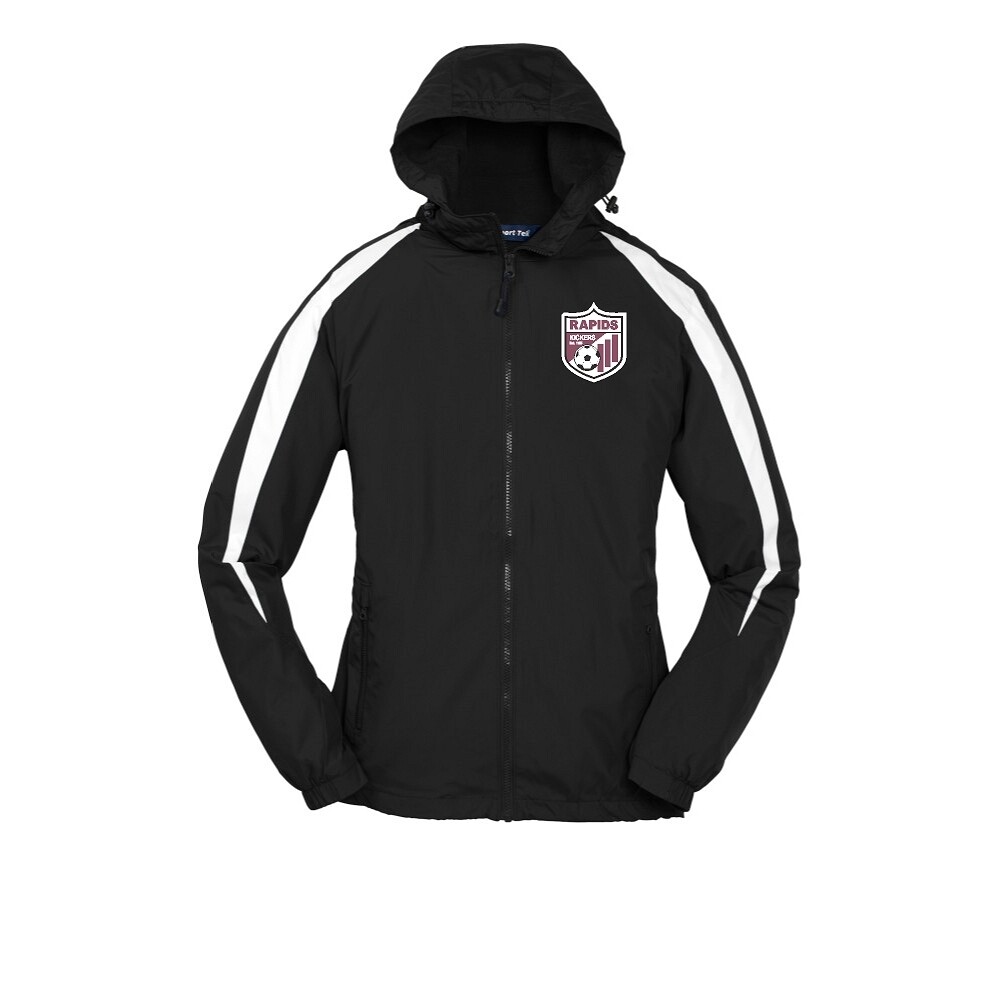 YOUTH  Sport-Tek® Youth Fleece-Lined Colorblock Jacket - Black/White - Kickers Soccer