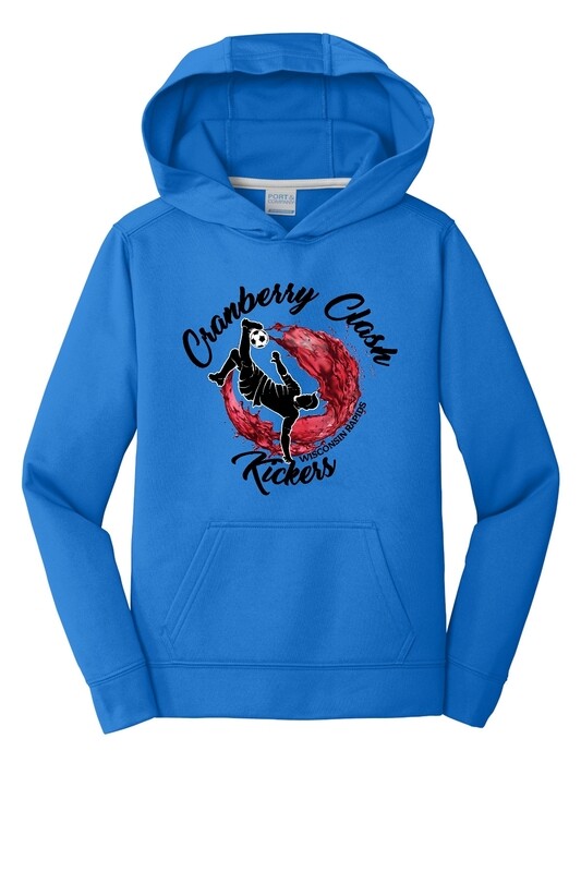 YOUTH Cranberry Clash Port &amp; Company® Performance Fleece Pullover Hooded Sweatshirt