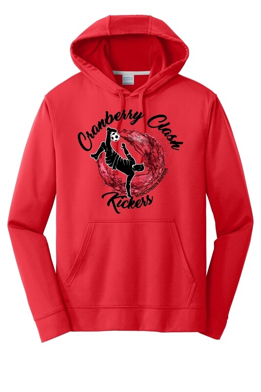 ADULT Cranberry Clash Port &amp; Company® Performance Fleece Pullover Hooded Sweatshirt