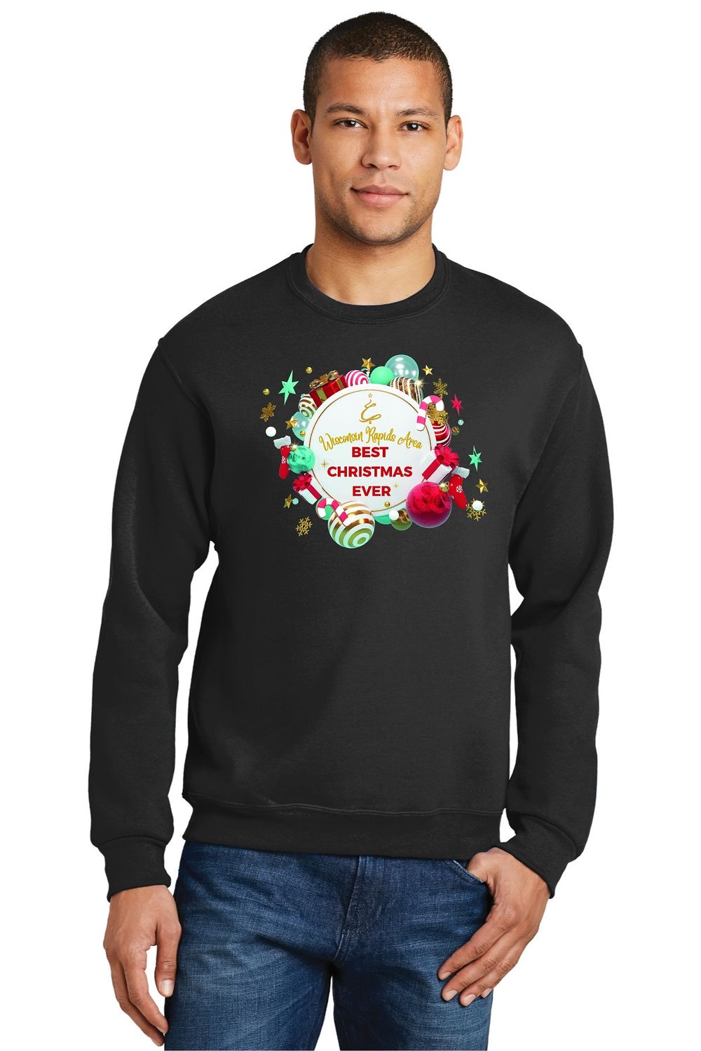 Adult Crewneck Sweatshirt &quot;Best Christmas Ever&quot; - Black