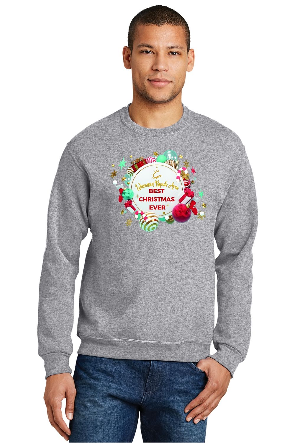Adult Crewneck Sweatshirt &quot;Best Christmas Ever&quot; - Athletic Heather