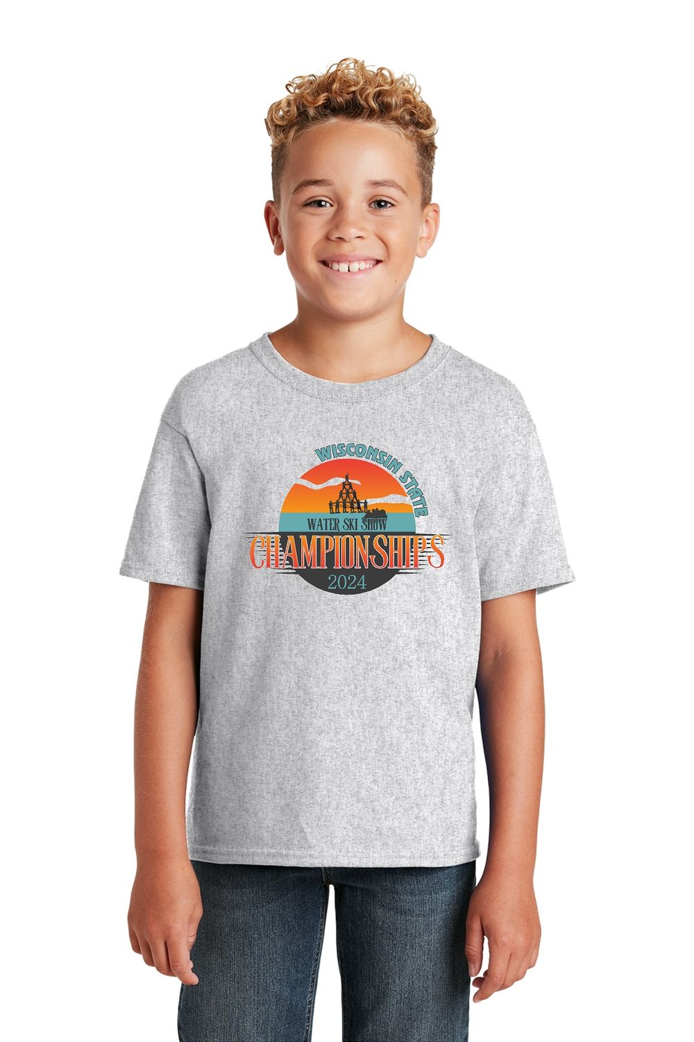YOUTH Jerzees® - Dri-Power® 50/50 Cotton/Poly T-Shirt ASH  - WI State Waterski