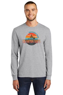 UNISEX Port &amp; Company® Long Sleeve Core Blend Tee HEATHERED GREY  - WI State Waterski