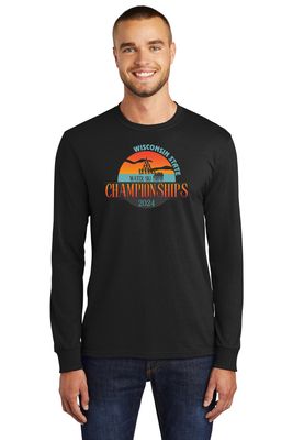 UNISEX Port &amp; Company® Long Sleeve Core Blend Tee BLACK  - WI State Waterski