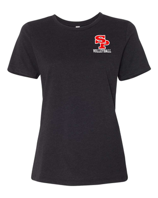 BLACK HEATHER BELLA+CANVAS® Women’s Relaxed CVC Tee - SPASH VOLLEYBALL