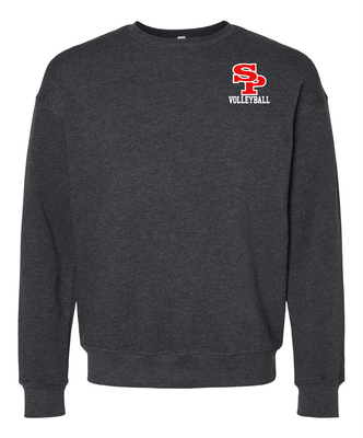DARK GREY HEATHER Sponge Fleece Drop Shoulder Crewneck Sweatshirt - SPASH VOLLEYBALL