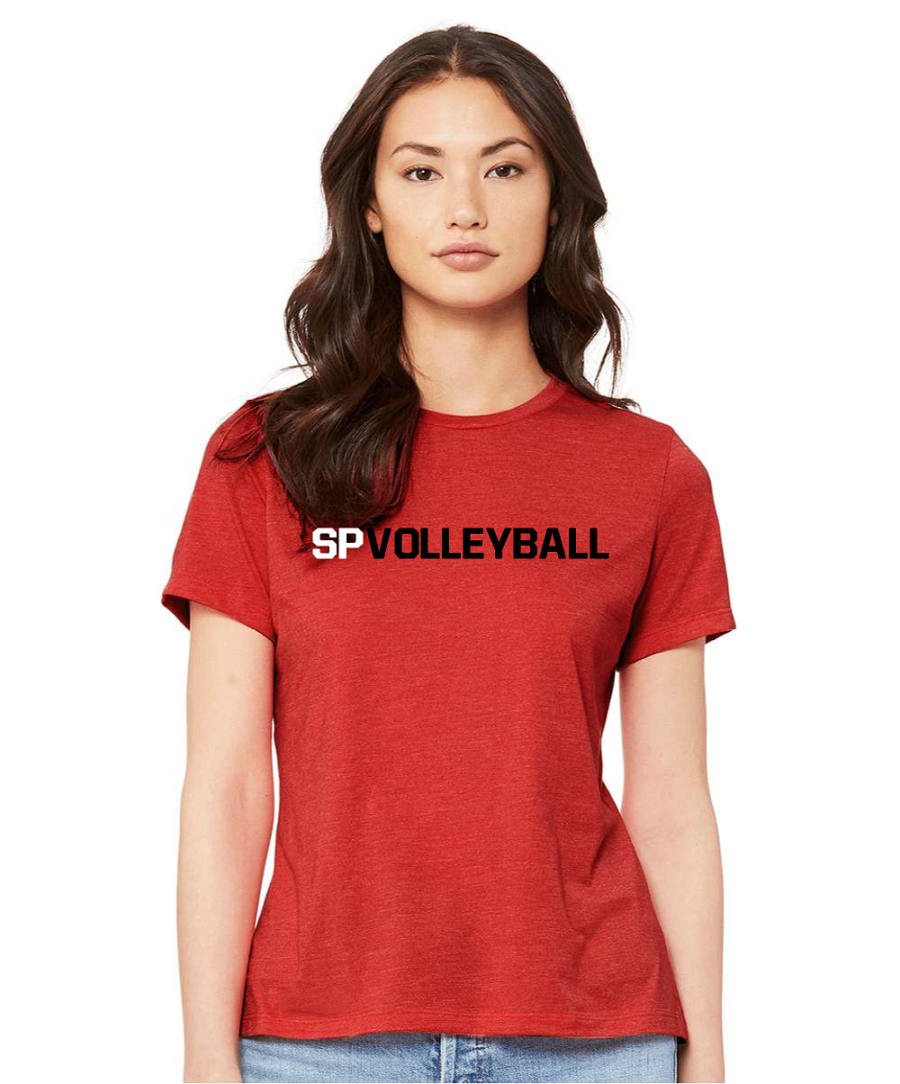HEATHER RED BELLA+CANVAS® Women’s Relaxed CVC Tee - SPASH VOLLEYBALL