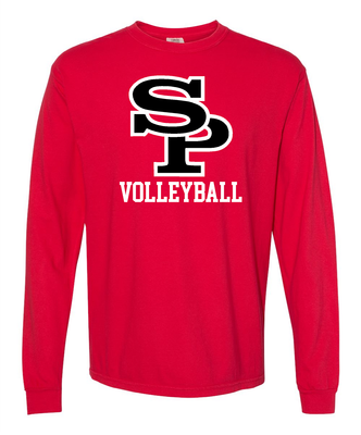 RED Comfort Colors - Garment-Dyed Heavyweight Long Sleeve T-Shirt - SPASH VOLLEYBALL