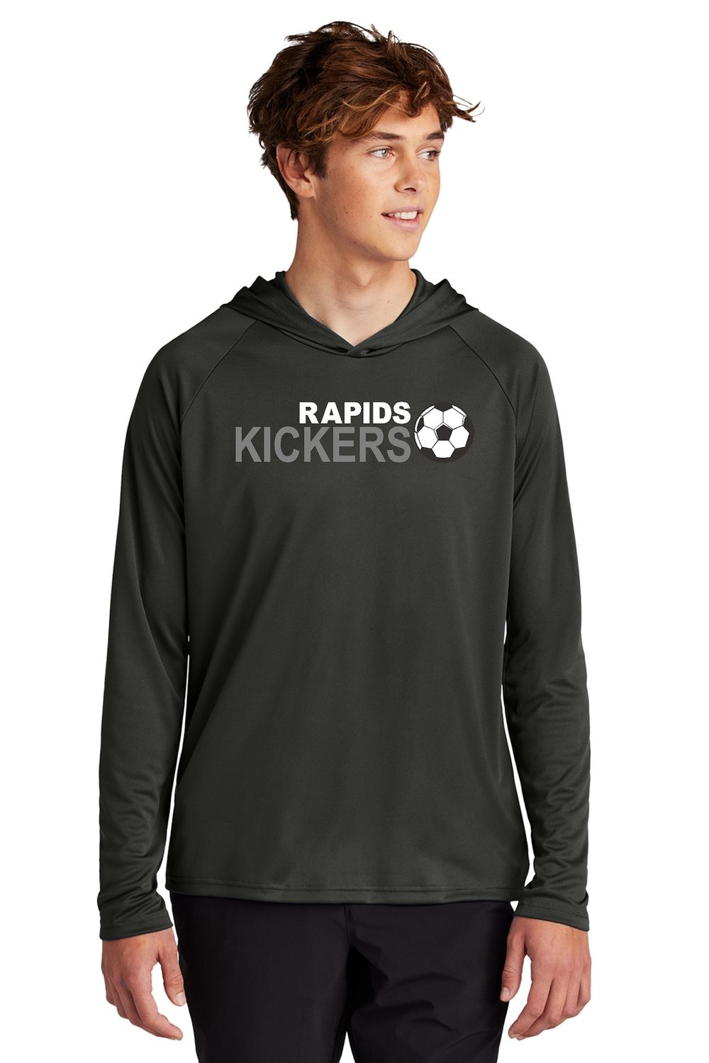 ADULT Port &amp; Company® Performance Pullover Hooded Tee- BLACK - Kickers Soccer