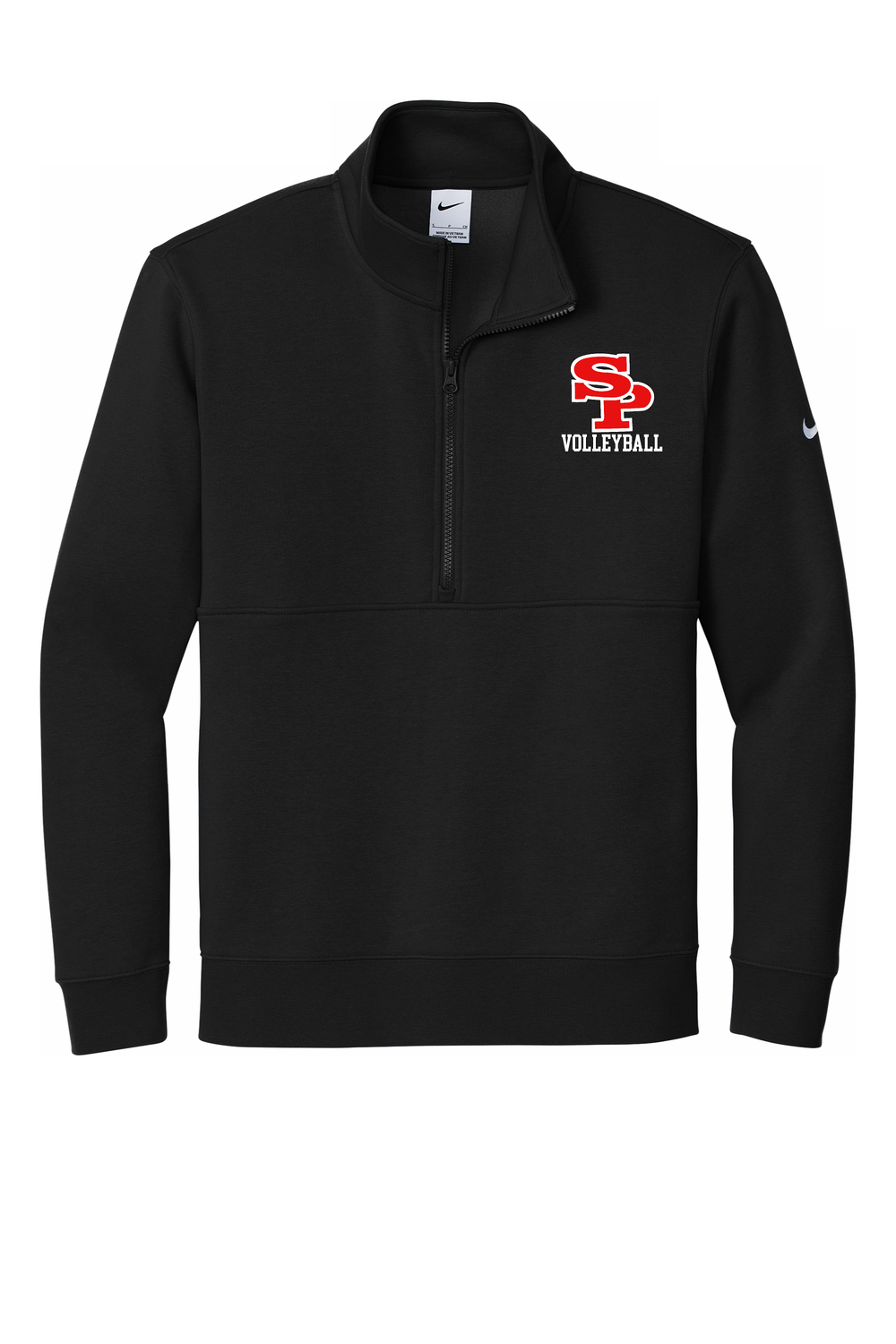 BLACK Nike Club Fleece Sleeve Swoosh 1/2-Zip - SPASH VOLLEYBALL