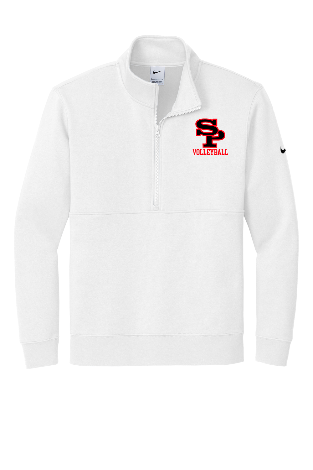 WHITE Nike Club Fleece Sleeve Swoosh 1/2-Zip - SPASH VOLLEYBALL