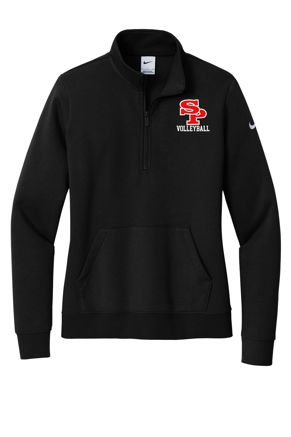LADIES BLACK Nike Club Fleece Sleeve Swoosh 1/2-Zip - SPASH VOLLEYBALL