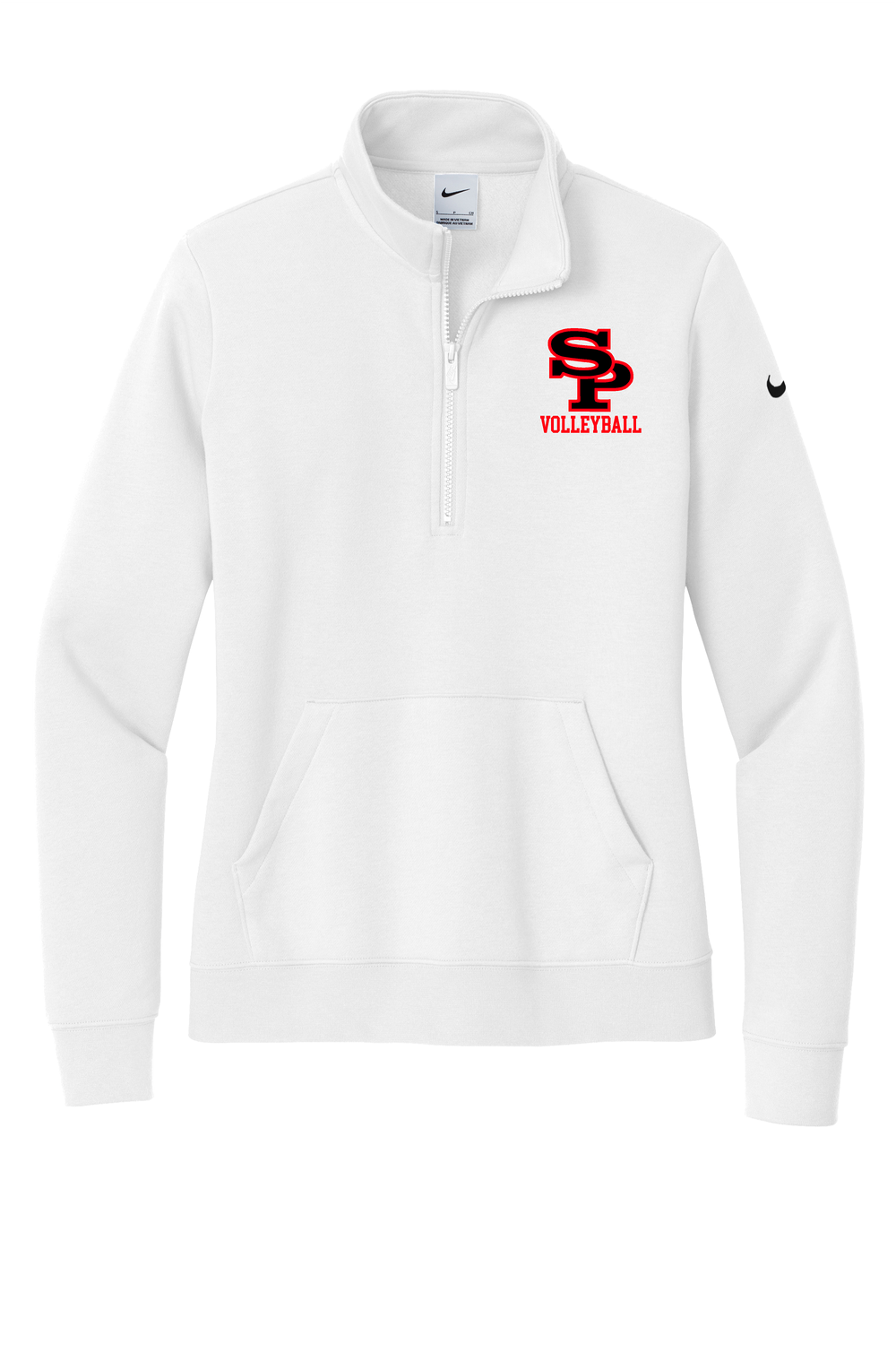 LADIES WHITE Nike Club Fleece Sleeve Swoosh 1/2-Zip - SPASH VOLLEYBALL