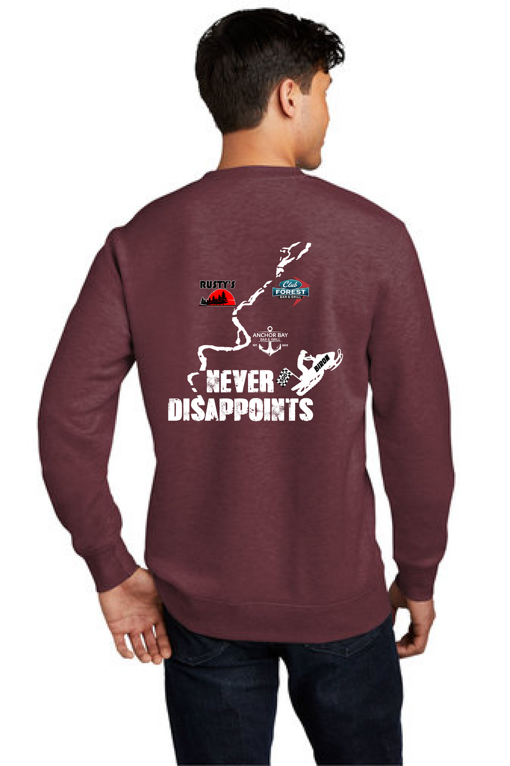 Never Disappoints District® V.I.T.™ Fleece Crew  - Heathered Cardinal - Biron 500