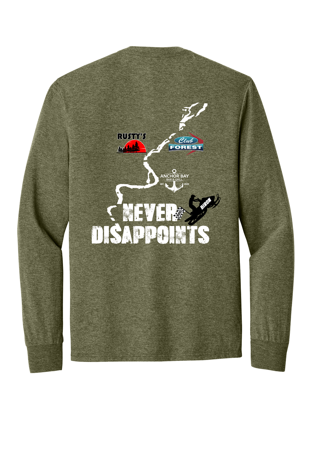 Never Disappoints District® Perfect Tri® Long Sleeve Tee - Military Green Frost - Biron 500