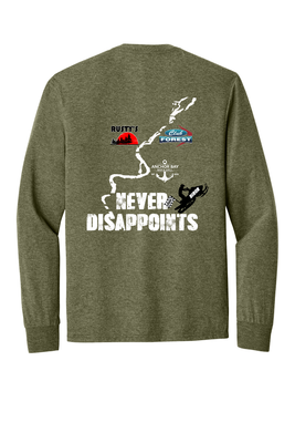 Never Disappoints District® Perfect Tri® Long Sleeve Tee - Military Green Frost - Biron 500